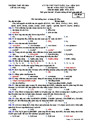 Đề thi thử THPT Quốc gia môn Hóa học năm 2019 - Mã đề 246 - Trường THPT Gò Đen (Kèm đáp án)